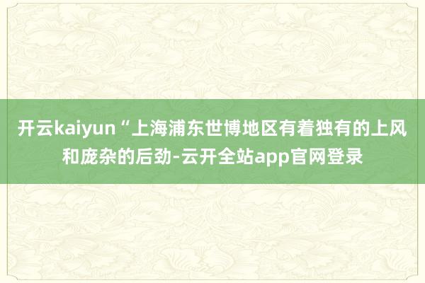 开云kaiyun“上海浦东世博地区有着独有的上风和庞杂的后劲-云开全站app官网登录