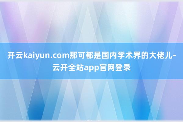 开云kaiyun.com那可都是国内学术界的大佬儿-云开全站app官网登录