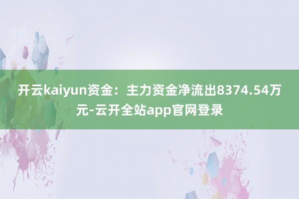 开云kaiyun资金：主力资金净流出8374.54万元-云开全站app官网登录